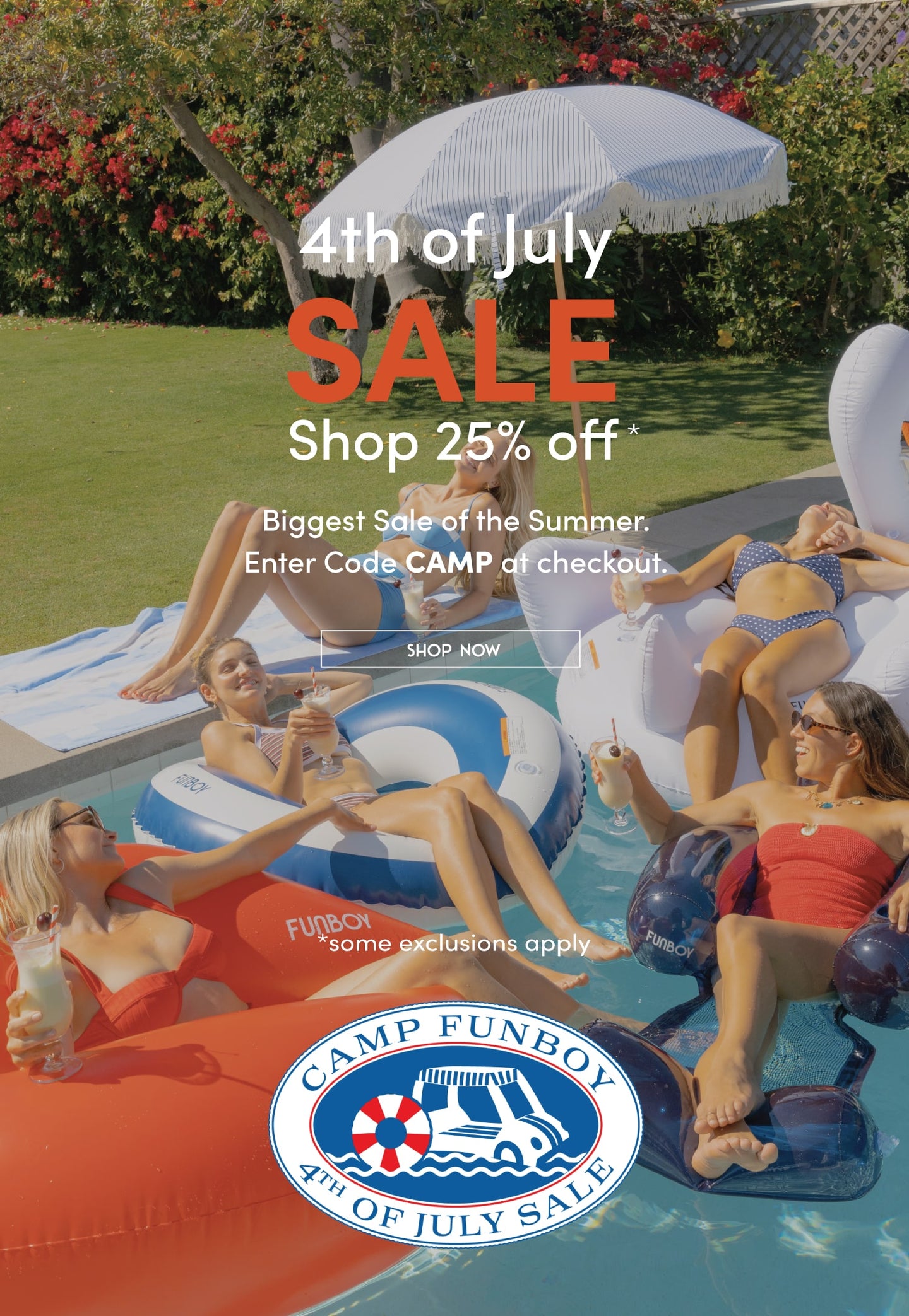 Shop the 4th of July Sale. 25% off with code camp