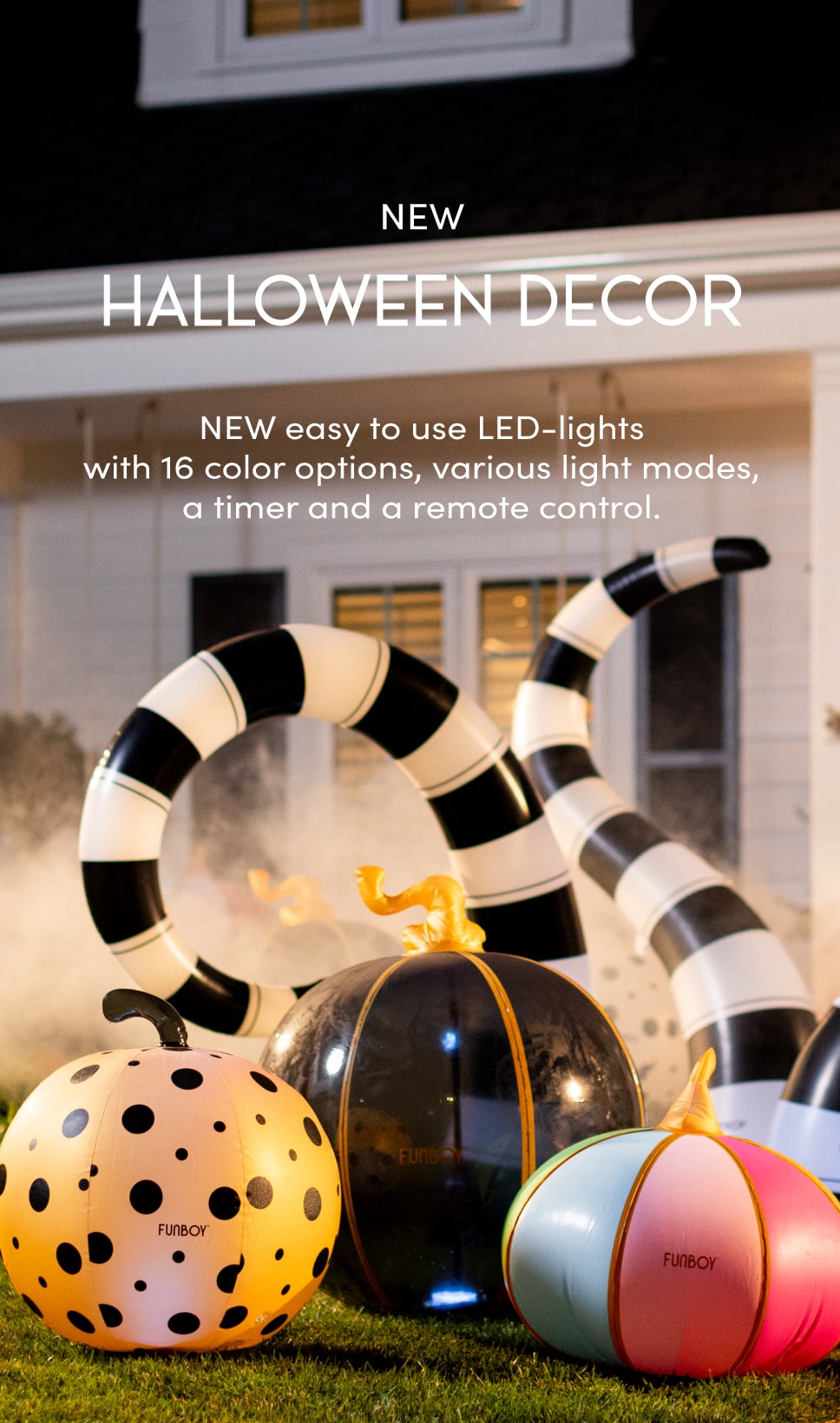 NEW Halloween Decor. New easy to use LED lights with 16 color options, various light modes, a timer and a remote control.