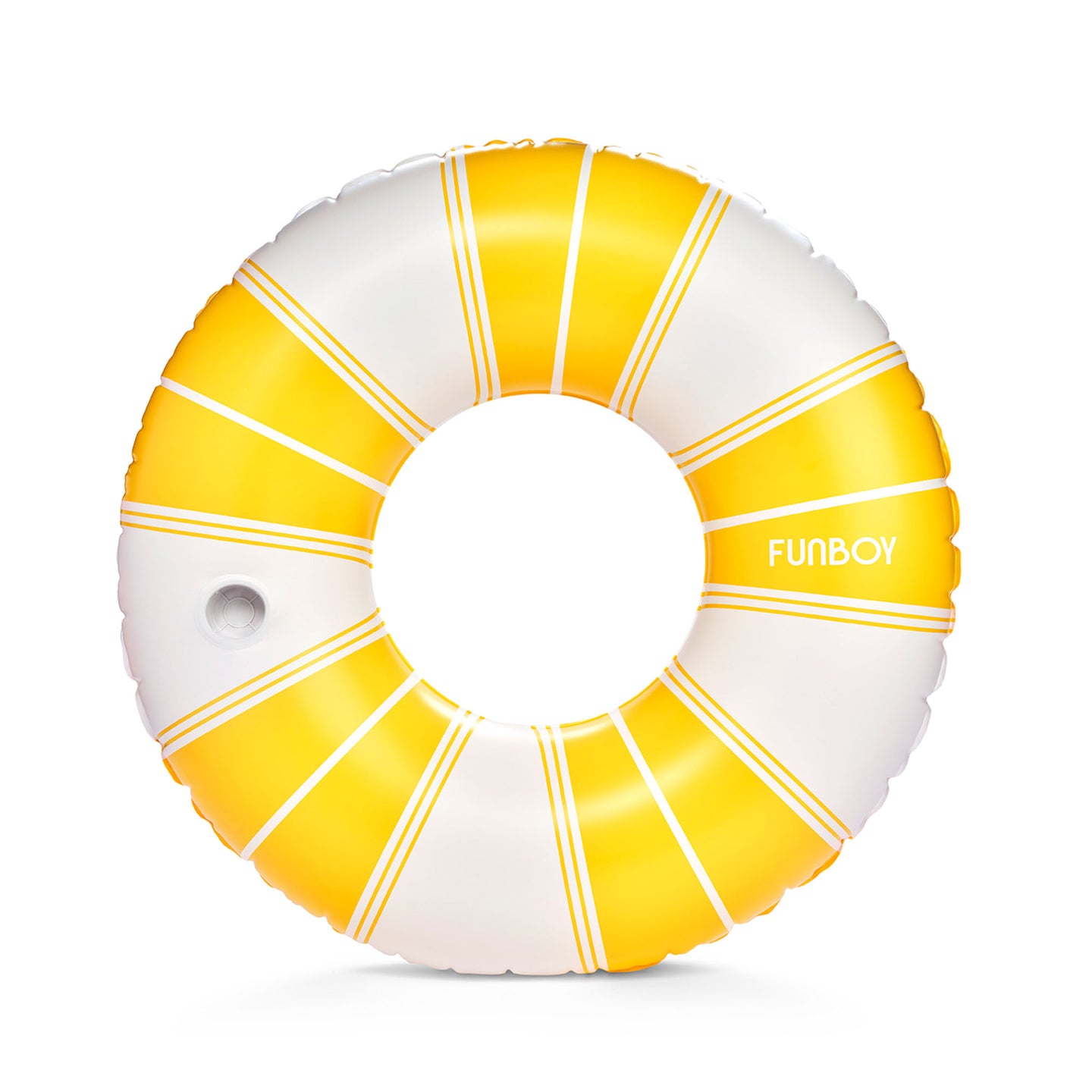 Yellow and White Striped Tube Pool Float