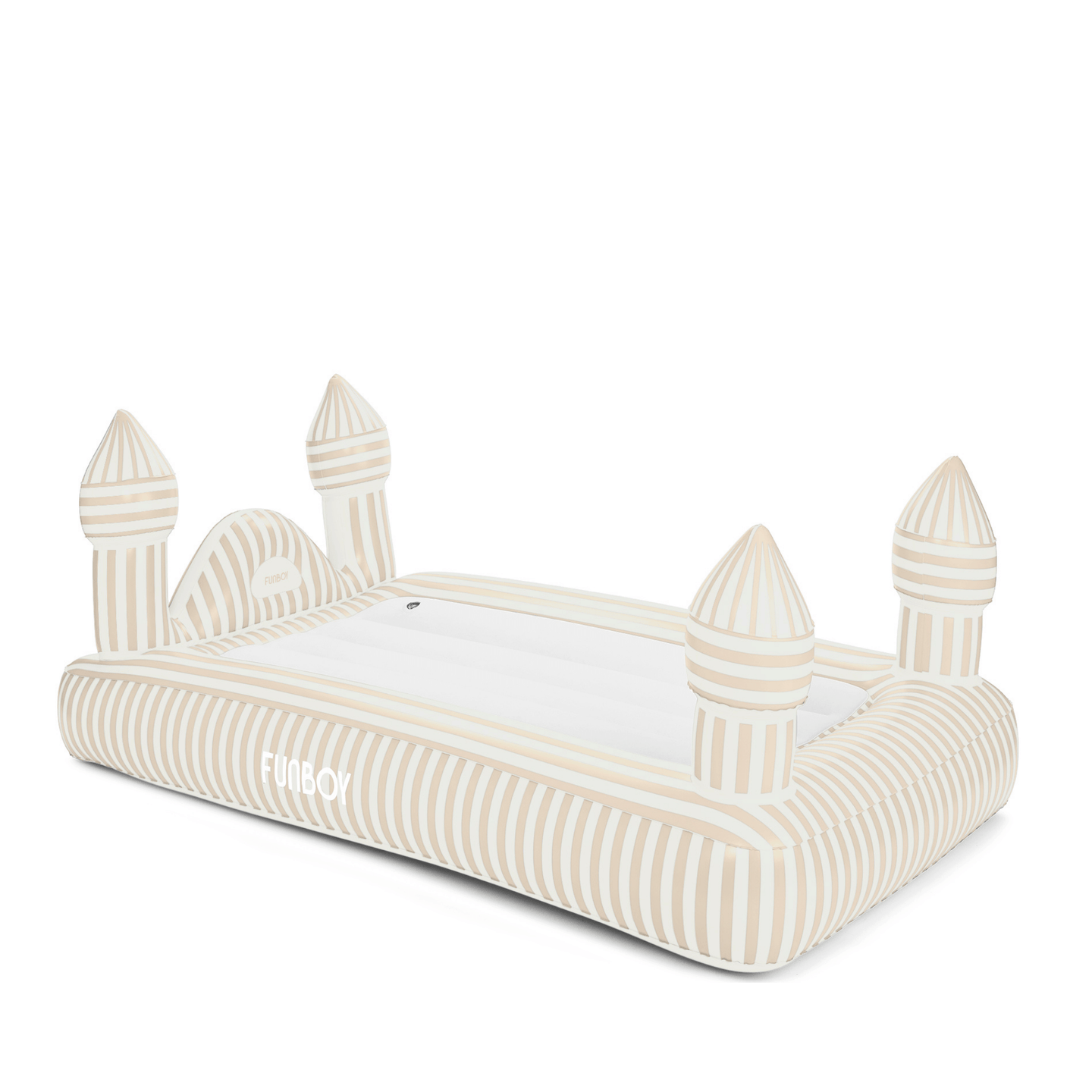 Neutral Cream Striped Kids Air Mattress and Sleepover Bed