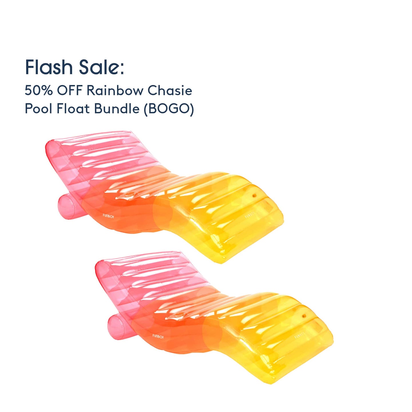 Flash Sale: 50% off rainbow chaise pool float