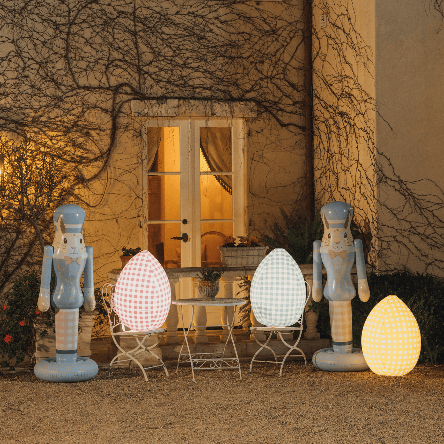 LED Light Up Easter Decorations - Gingham Easter Eggs