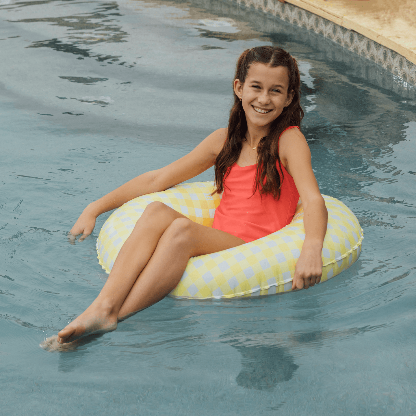 Yellow Gingham Kids Tube Float