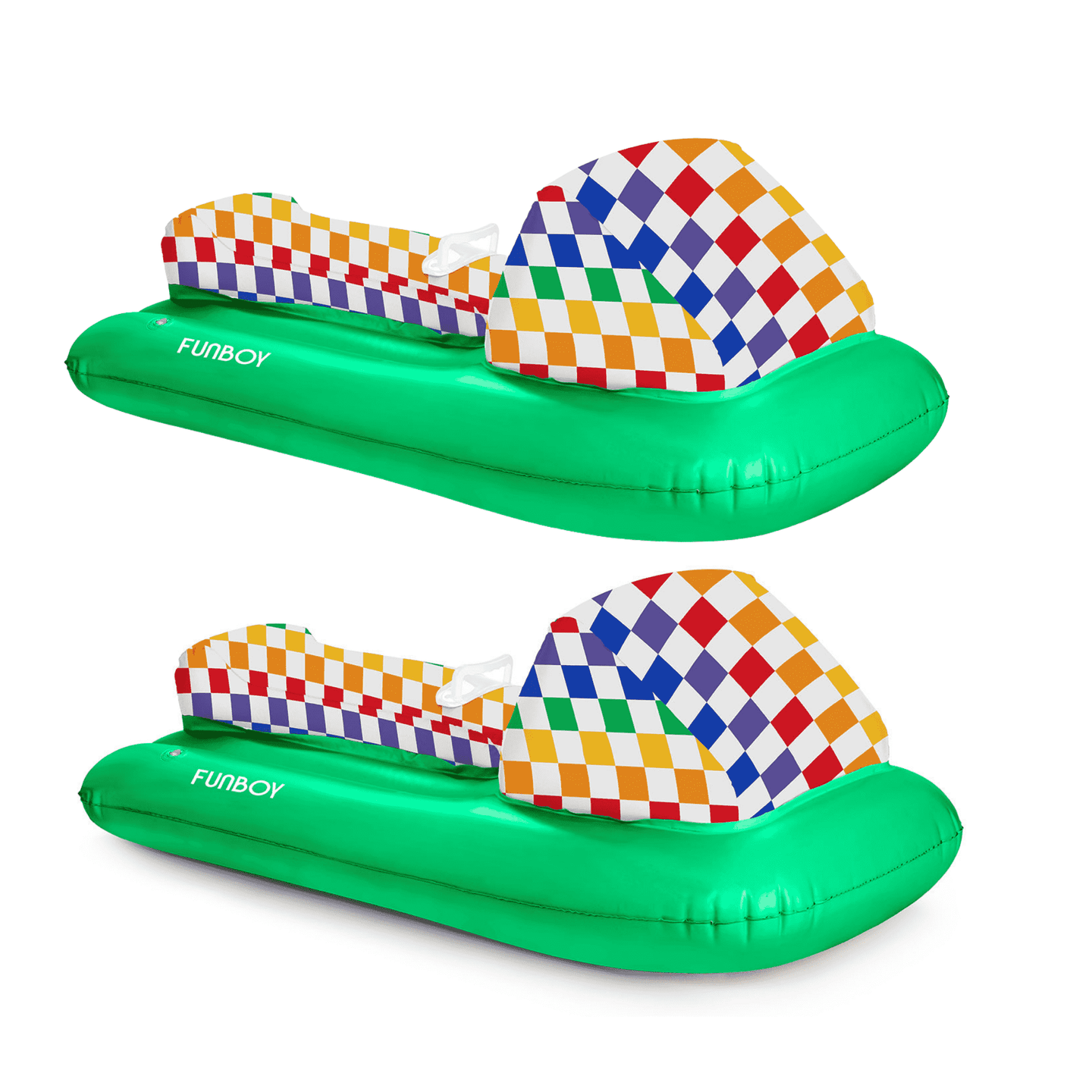 Kids Snow Sled - Rainbow Checked - 2 Pack