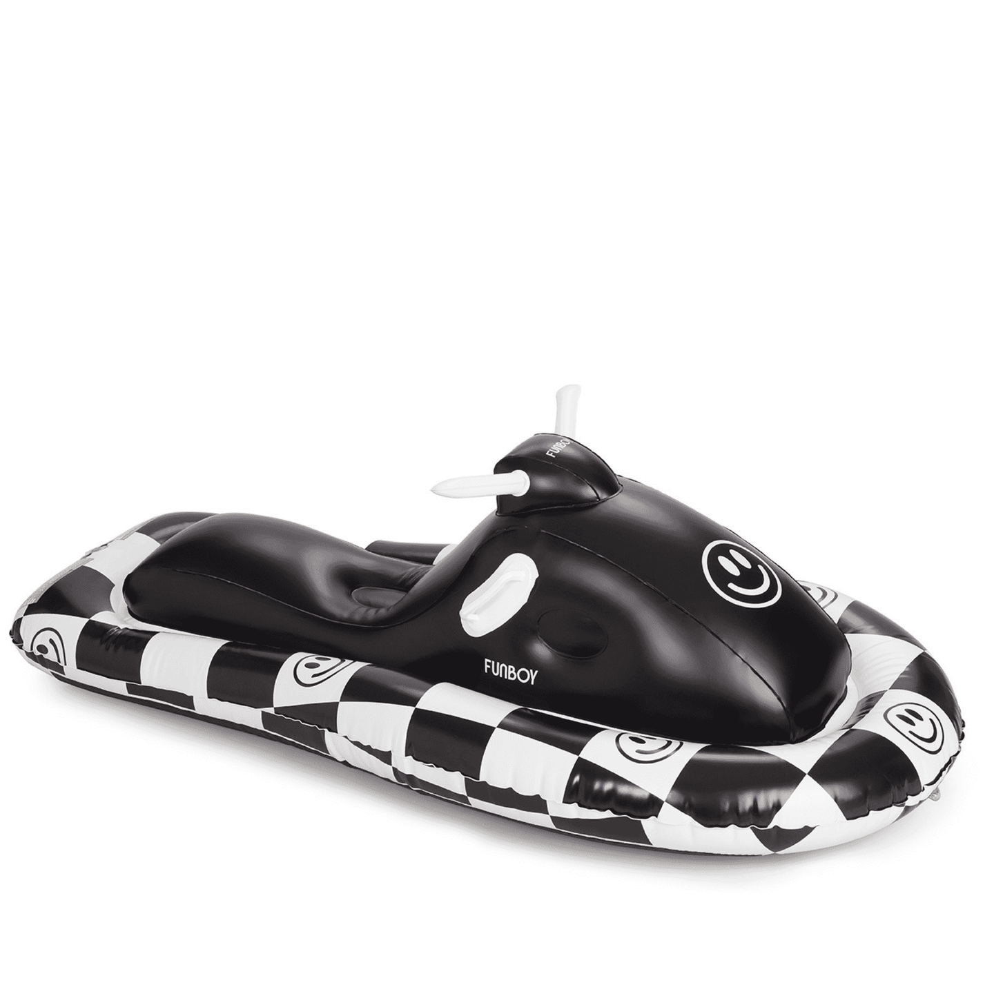 Snowmobile Sled - Black and White Happy Face