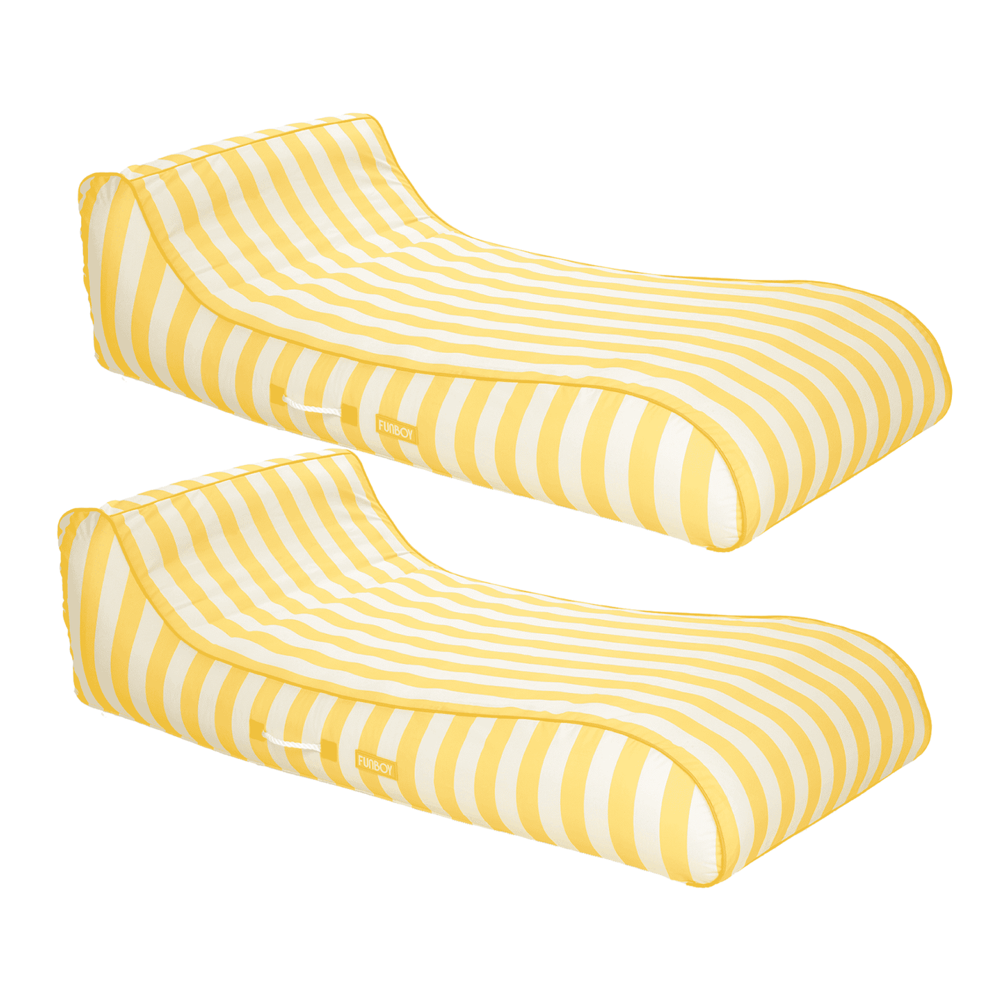 Yellow Striped Cabana Fabric Sunbed Lounger - 2 Pack