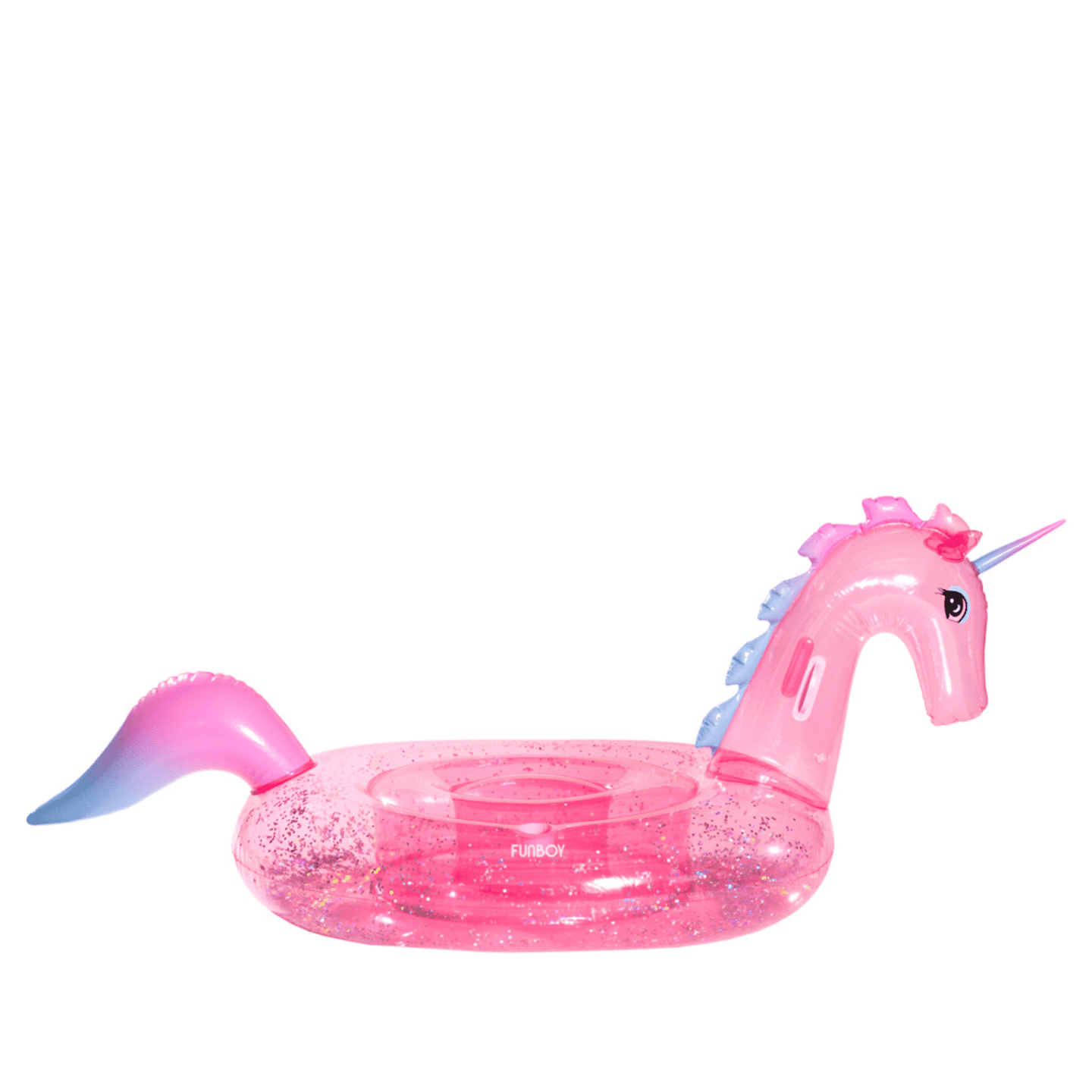 Clear Pink Glitter Unicorn Pool Float