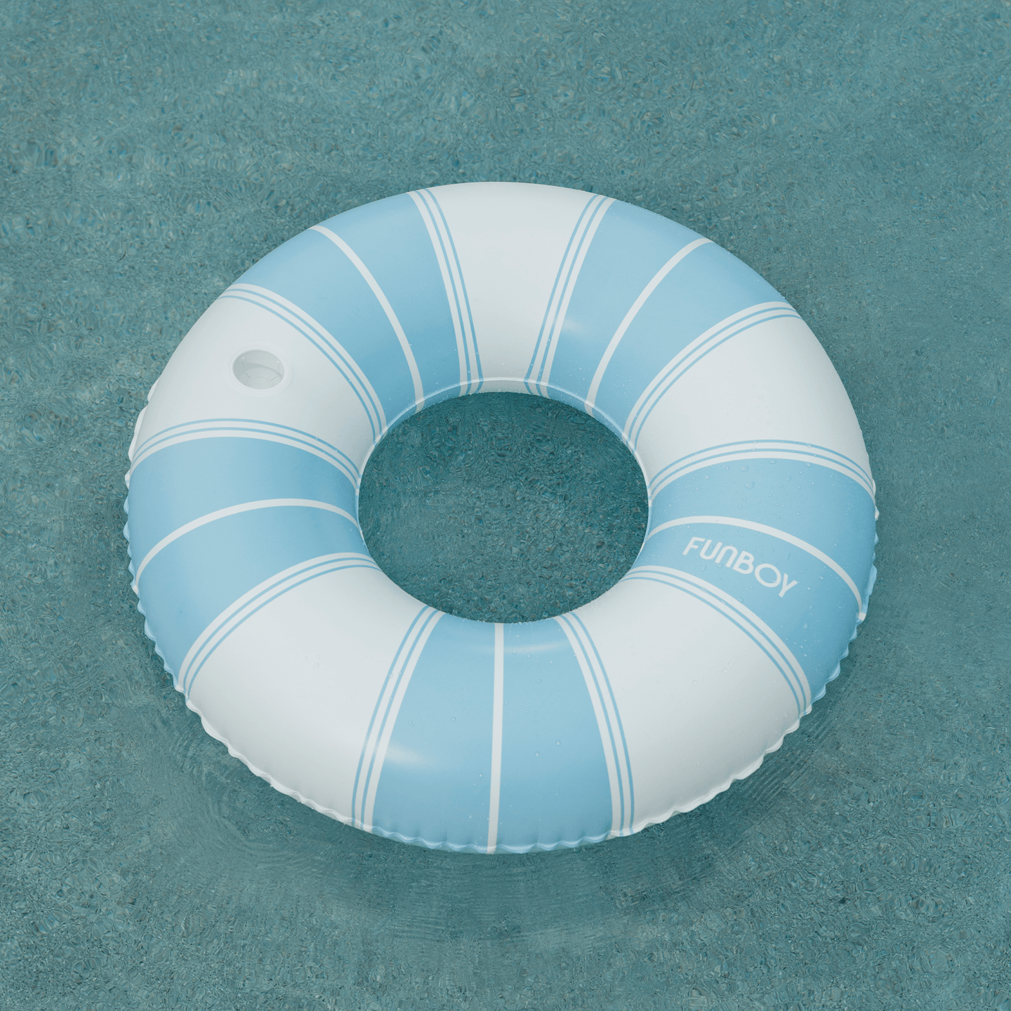  Vintage Blue Stripe Inflatable Pool Float with Cup Holder 48" 