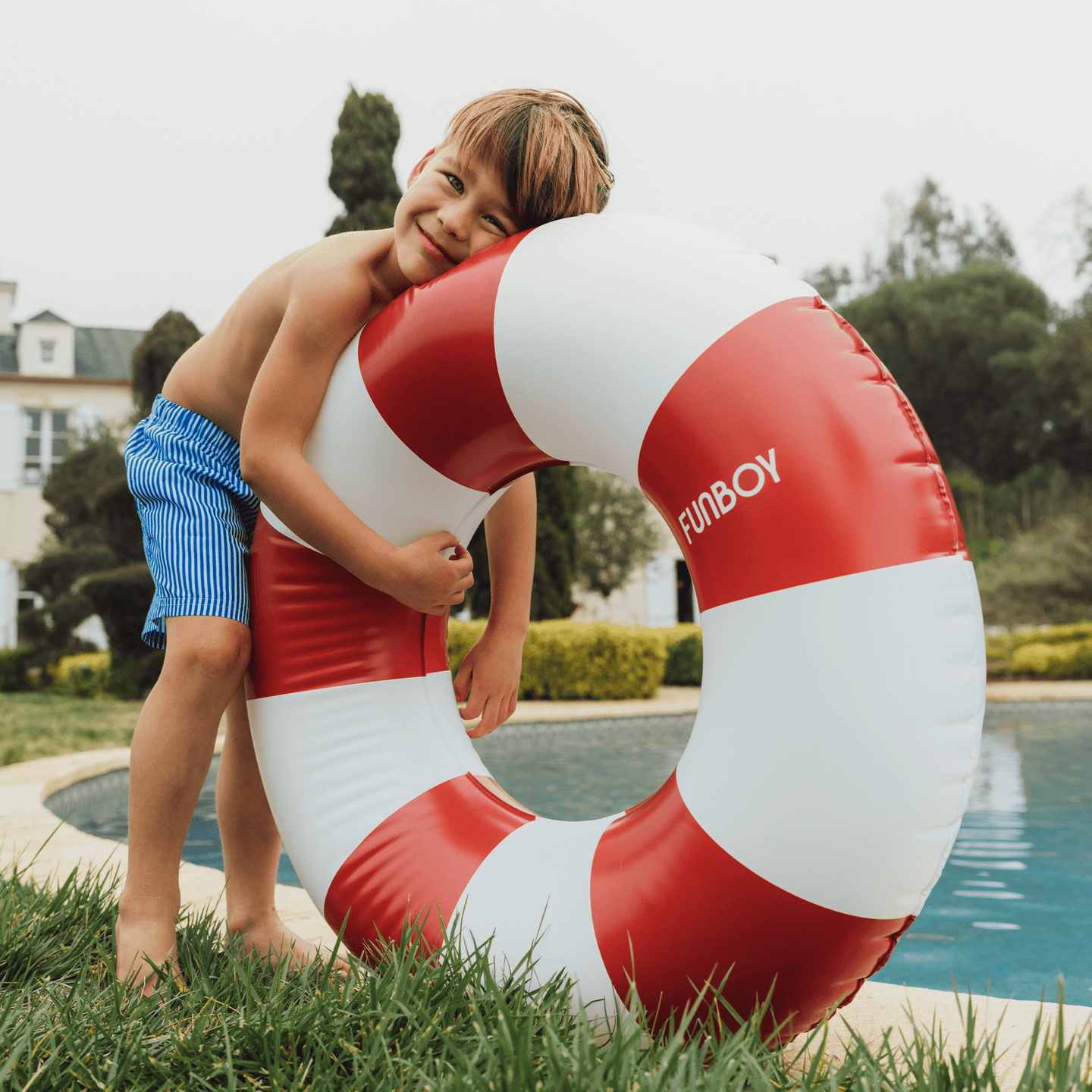 Vintage Red Stripe Inflatable Kids Pool Float Tube 34"